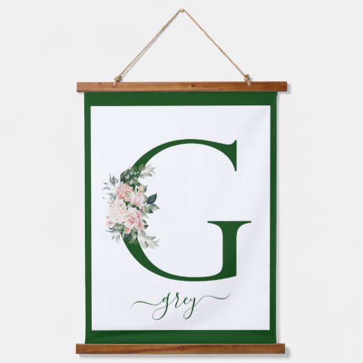 Monogram Floral Letter G 吊り下げ型タペストリー (正面)
