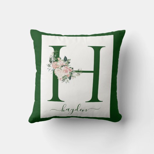Monogram Floral Letter H クッション (裏面)