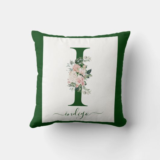 Monogram Floral Letter I クッション (裏面)