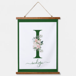 Monogram Floral Letter I 吊り下げ型タペストリー