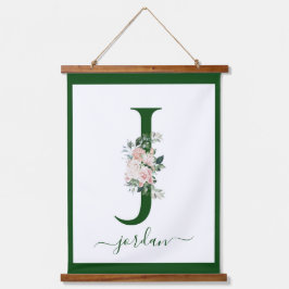 Monogram Floral Letter J 吊り下げ型タペストリー