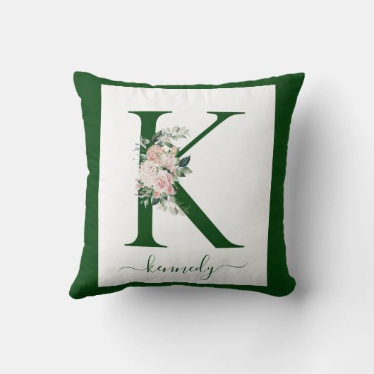 Monogram Floral Letter K クッション (裏面)