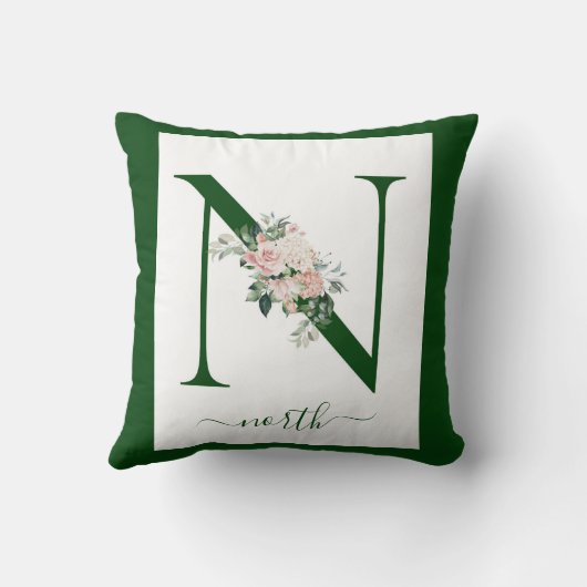 Monogram Floral Letter N クッション (裏面)