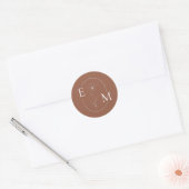 Monogram Floral Minimalistic Wedding Sticker ラウンドシール (封筒)