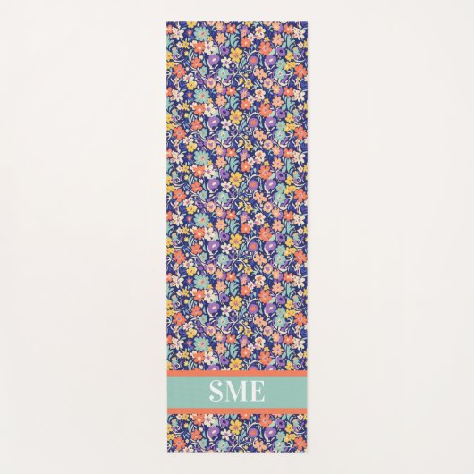 Monogram Floral Yoga Mat - Custom Initial Mat ヨガマット (正面)