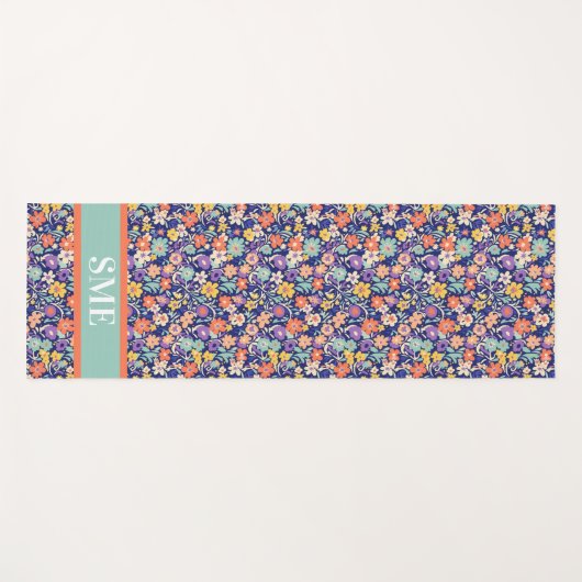 Monogram Floral Yoga Mat - Custom Initial Mat ヨガマット (正面(横))