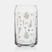 Monogram Flowers and Fern Leaves Floral Botanical ガラス缶 (裏面)
