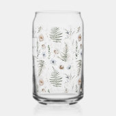 Monogram Flowers and Fern Leaves Floral Botanical ガラス缶 (左)