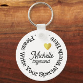 Monogram for Her with名前をカスタムするホワイト キーホルダー (正面)