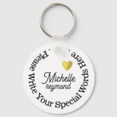 Monogram for Her with名前をカスタムするホワイト キーホルダー (裏面)