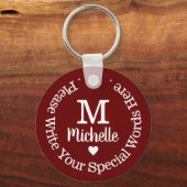 Monogram for Her with カスタム Red Love キーホルダー (正面)