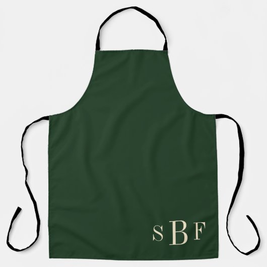 Monogram Forest Green Boho Moody Kitchen Gift エプロン (正面)