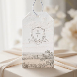 Monogram French Country Wedding Personalized ギフトタグ