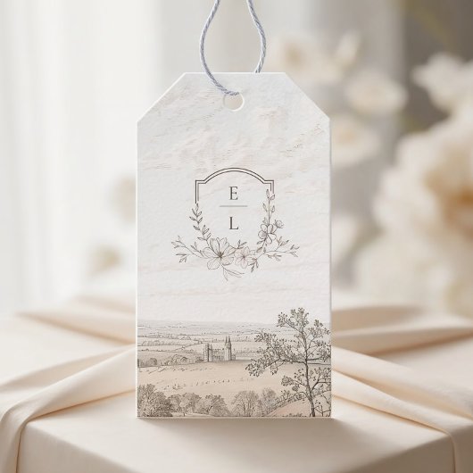 Monogram French Country Wedding Personalized ギフトタグ