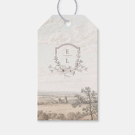 Monogram French Country Wedding Personalized ギフトタグ (正面)