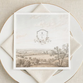 Monogram French Country Wedding Personalized スタンダードカクテルナプキン