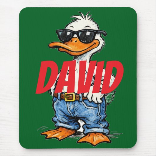 Monogram fun cartoon Green Red Funny duck マウスパッド (正面)