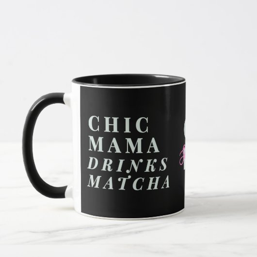 Monogram Funny Mama Matcha Tea Saying Minimalist  マグカップ (左)