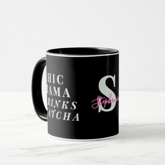 Monogram Funny Mama Matcha Tea Saying Minimalist マグカップ (正面左)