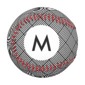 Monogram Geometric Checkedテクスチャ 野球ボール (正面左)
