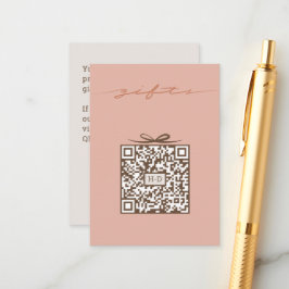 Monogram Gift & Bow QR Code | Wedding Registry エンクロージャーカード