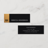 Monogram Gold Bar & Black Leather スキニー名刺 (正面/裏面)