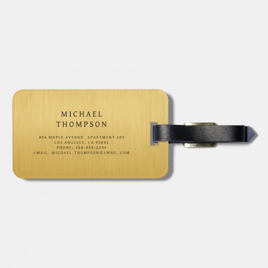 Monogram Gold Brushed Metallic Elegant ラゲッジタグ (裏面横)