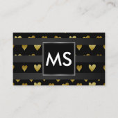 Monogram | Gold Hearts | Stripes 名刺 (正面)