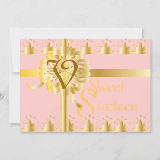 Monogram Golden Tiaras贈与Sweet sixteen-顧客 招待状 (正面)