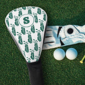Monogram Golf Bag Pattern Modern Preppy Green ゴルフヘッドカバー