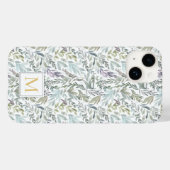 Monogram Green Blue Botanical Watercolor Case-Mate iPhoneケース (裏面 (横))