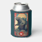 Monogram Green Lizard Monster Cool Retro Bold Fun 缶クーラー (缶裏面)