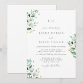 Monogram Greenery  Elegant  Wedding 招待状 (正面/裏面)