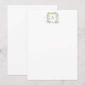 Monogram Greenery Wreath & Bow サンキューカード (正面/裏面)