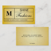 Monogram Grid Variation金ゴールドきらめくテクスチャ 名刺 (正面/裏面)