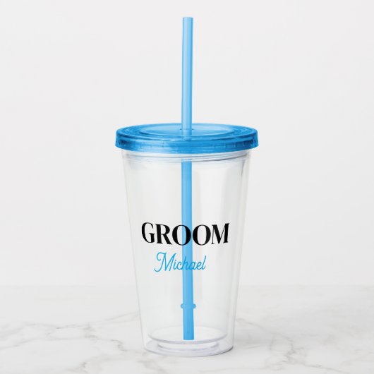 Monogram Groom Name Simple Personalised tumbler アクリルタンブラー (正面)