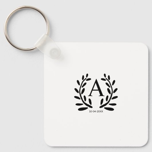 MONOGRAM GROOMSMAN年の日付名のギフトを追加 キーホルダー (正面)