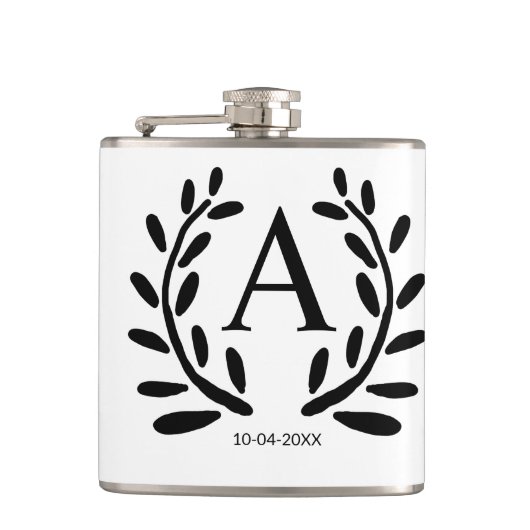 MONOGRAM GROOMSMAN年の日付名のギフトを追加 フラスク (正面)