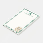 Monogram Hand Drawn Dachshund Reading ポストイット (アングル)