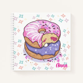 Monogram Hand painted donut Pink Purple Cute ノートブック