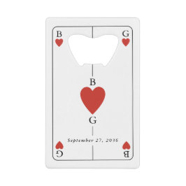 Monogram Hearts Playing Card Wedding Bar Bottle クレジットカード栓抜き