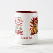 Monogram Highland Cow Hot Mess Funny Humorous  ツートーンマグカップ (中央)