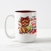 Monogram Highland Cow Hot Mess Funny Humorous  ツートーンマグカップ (左)