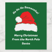 Monogram Ho ho ho Santa Hat Merry Christmas ワインラベル (シングルラベル)