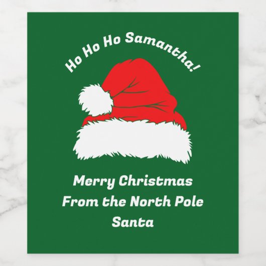 Monogram Ho ho ho Santa Hat Merry Christmas ワインラベル (シングルラベル)