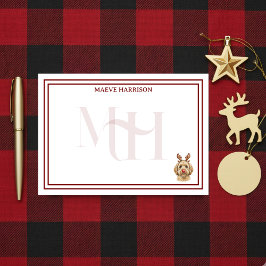 Monogram Holiday Golden Doodle Reindeer ポストイット