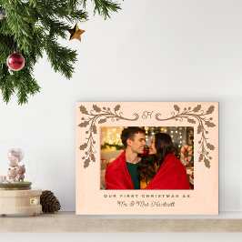 Monogram Holly Frame First Christmas as Mr & Mrs レーザー彫刻フレーム