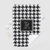 Monogram Houndstooth Pattern Black & White ゴルフタオル (インサイチュ)