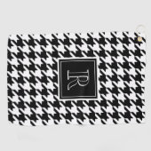 Monogram Houndstooth Pattern Black & White ゴルフタオル (横)