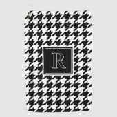 Monogram Houndstooth Pattern Black & White ゴルフタオル (正面)